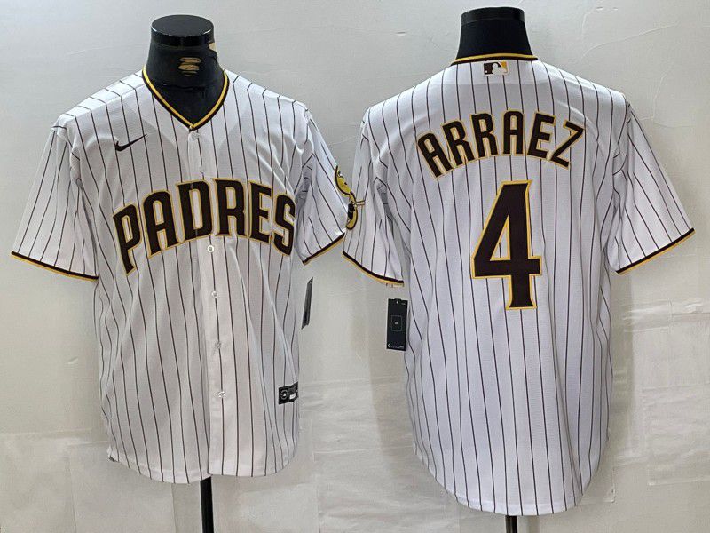 Men San Diego Padres #4 Arraez White stripe Nike Game 2024 MLB Jersey style 1->youth mlb jersey->Youth Jersey